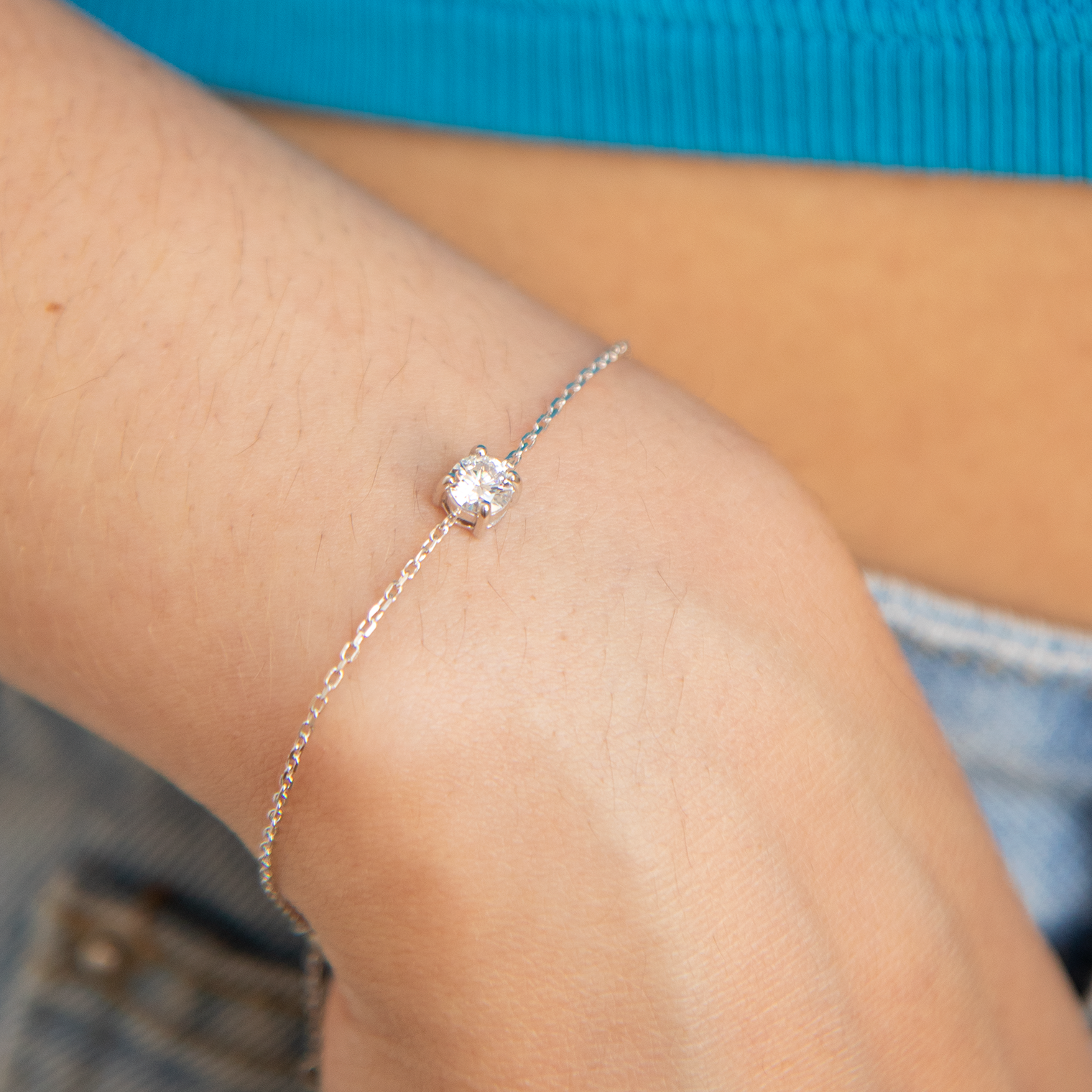 bracelet argent zirconium vue portée zoom