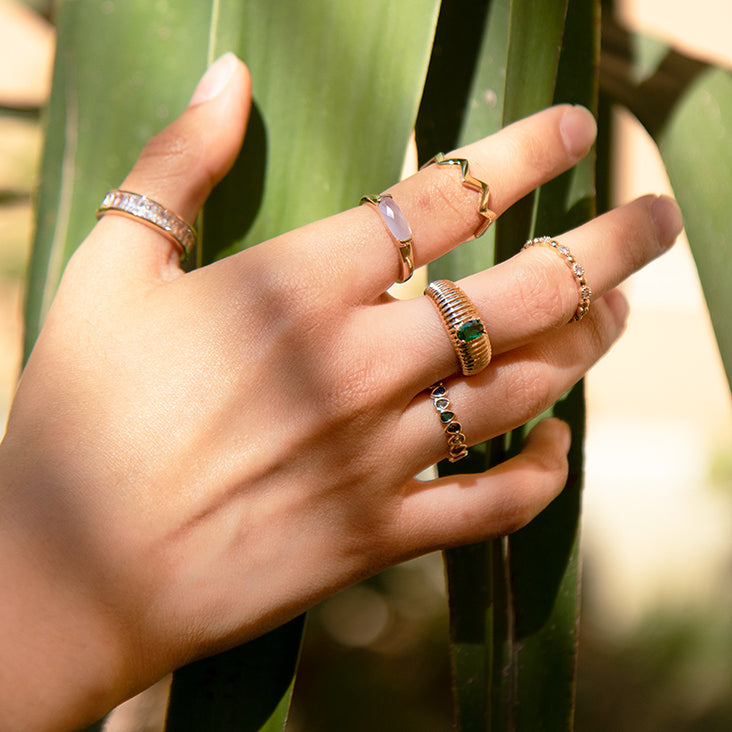 bague zig zag plaqué or